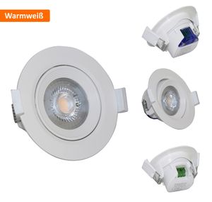 3x LED Einbaustrahler Schwenkbar inkl. 5W LED Leuchtmittel Warmweiß 380lm 230V eingebauter Trafo Spot Strahler Deckenleuchte Rund Weiß
