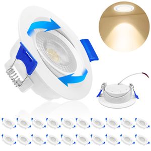 UISEBRT 20PCS LED zapustené svetlo 5W teplá biela zapustené reflektory stropné svetlo sada zapustené miesto 230V