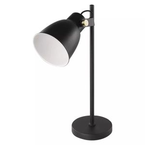 EMOS Design Schreibtischlampe JULIAN aus Metall, E27-Fassung ohne Birne, mit Netzteil und verstellbarem Schirm und 150 cm Kabel, schwarz, Z7621B