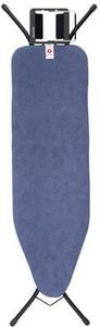 Brabantia - Bügelbrett B - für Dampfbügeleisen - Höhenverstellbar - für Links- und Rechtshänder - Solider Vierfußrahmen - Leicht versetzbar - Bügeleisen bis 13,5 cm - Denim Blue - 124 x 38 cm