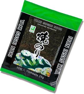 10 Blätter, Yaki Sushi Nori GREEN Quality gerösteter Seetang JHFOODS 25g