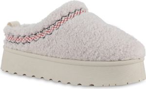 VAN HILL Damen Warm Gefütterte Pantoffeln Bequeme Kunstfell Teddy Schuhe 840872, Farbe: Beige, Größe: 37