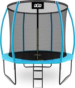 Aga SPORT EXCLUSIVE Trampolin, Kindertrampolin, Gartentrampolin mit Sicherheitsnetz 250 cm Hellblau + Sicherheitsnetz + Leiter