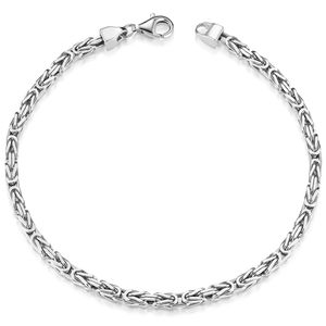 MATERIA Königskette 925 Silber Herren Armband 3mm diamantiert rhodiniert deutsche Fertigung #SA-36, Länge:21 cm