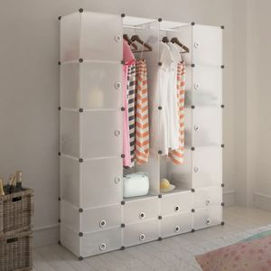 Für Kinder- und Jugendzimmer HOMMIE Garderobe Modularer Schrank mit 18 Fächern weiß 37x146x180,5 cm(vom Hersteller)5341
