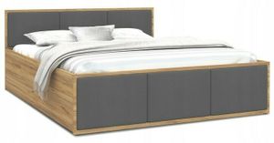 Bett mit Lattenrost Jugendbett Doppelbett eiche-grau 120 / 140 / 160 / 180 cm, Matratze:ohne Matratze, Breite:140x200 cm