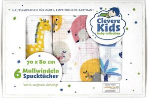 Clevere Kids baby-collection Mulltücher 6er Pack Geschenk-Collection - Motiv: Safari