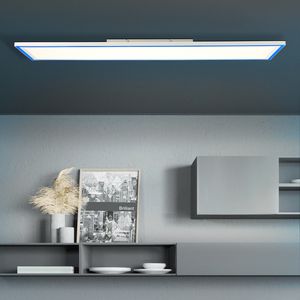 BRILLIANT modernes LED Panel Aufbaupaneel LANETTE | 120x30cm | Dimmbare Deckenlampe mit RGB-Framelight und Fernbedienung | 37W 3800 Lumen 2700 bis 6500 Kelvin | Metall/Kunststoff