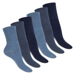 Footstar Damen & Herren Gesundheits Socken (6 Paar) Nahtfreie Diabetikersocken - Blau 43-46
