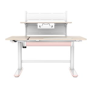 Růžový elektrický dětský psací stůl s policí Spacetronic, výškově nastavitelný