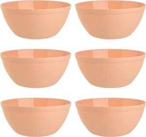 6er Set Schalen Müslischalen Dessertschalen Salatschale Suppenschale Reisschale Bowl in Farbe apricot aus Kunststoff BPA-frei groß 900 ml