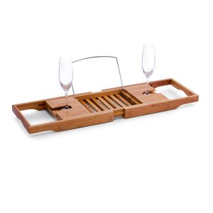 Zeller Badewannenablage, Bamboo/Metall verchromt 70-105x22x4