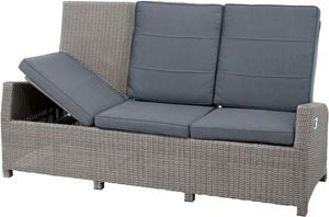 PLOß Vigo Comfort 3-Sitzer Speise-/Lounge-Sofa, stahlgrau-meliert, Polyrattan, 210x84x110cm, verstellbar