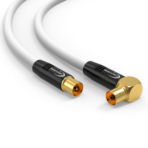 Antennenkabel Digital TV Kabel 135db Koax Stecker 90° Buchse VERGOLDET HD UHD Weiß 15m Antennenkabel Digital TV Kabel 135db Koax Stecker 90° Buchse VERGOLDET HD UHD Weiß 15m