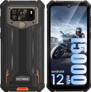 HOTWAV W10 Outdoor Handy Ohne Vertrag 15000mAh 4GB+32GB/Erweitert auf 512GB 6.53" Android 12 Robuste Smartphone IP68 Dual 4G, Orange