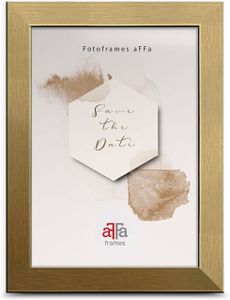 aFFa frames, Hekla, Bilderrahmen aus MDF, Fotorahmen, Wechselrahmen, Rechteckig, mit Acrylglasfront, Gold, 10x15 cm
