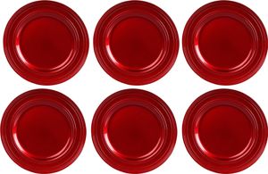 6 x Platzteller wiederverwendbar aus Kunststoff - rot Ø 33 cm - Unterteller wiederverwendbar - Dekoteller aus Kunststoff