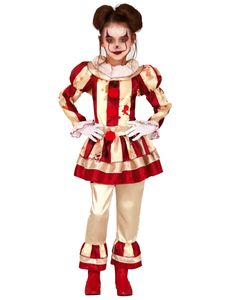 blutiges Clown Kostüm für Mädchen, Größe:128/134