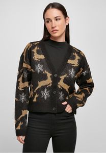 Dámský svetr Urban Classics Ladies Short Oversized Christmas Cardigan black/gold - 5XL