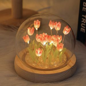 Fortuna Lai DIY Tulpe Nachtlicht LED Handgemachte Tulpe Dekoration Schlafzimmer Schlaf Licht Atmosphäre Simulation Blume Geburtstagsgeschenk für Freunde, Mädchen, Familie