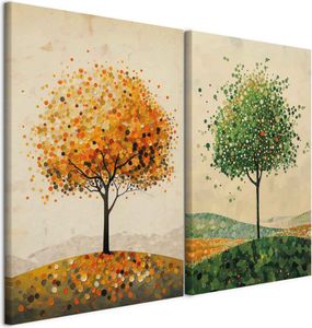 murando - Wandbilder XL Set Herbstbaum 80x60cm 2 Teilig je 40x60cm Collage 2er Vlies Leinwandbild Kunstdruck Modern Wand Bild Design Leinwand Bilder Dekoration - Mehrteilige Zwei Bäume c-H-10084-b-a