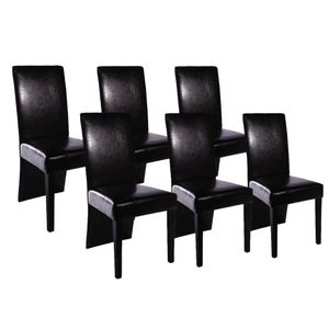 Stuhl Küche Esszimmerstühle, im 6er Set, Schwarz Kunstleder,Polsterstühle Essstuhl Skandinavische