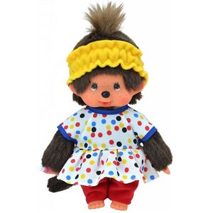 Pyžamová holčička | 20 cm | Panenka Monchhichi | Pyžamo barevné tečkované