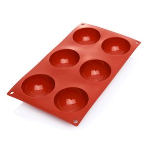 Bakeflex pologuľa, 6 foriem, Ø 7 cm, červená, silikón