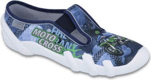 BEFADO Jungen Hausschuhe Motorrad Gummiband Blau 36