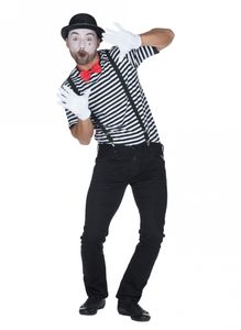 Gestreiftes Pantomimen-Shirt für Herren schwarz-weiß
