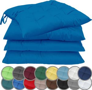 Sitzkissen Stuhlkissen mit Bändern 40x40cm 4er-Set in verschiedenen Farben Royal blau