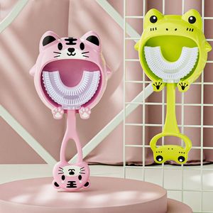 3 Stück U Form Karikatur Frosch Zahnbürste Mundpflege Silikon Zahn saubere Bürste 360 Grad Kinder Zahnbürste