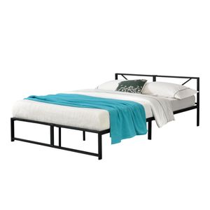 Kovová posteľ 140x200 cm Rám postele s roštami Manželská posteľ do 300 kg Kovový rám čierny [en.casa]