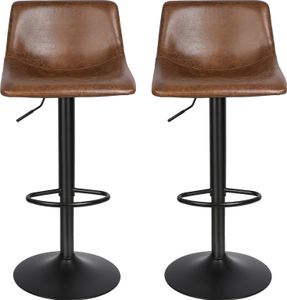 2er Set Barhocker Barstuhl Bistrohocker Tresenhocker Retro aus Kunstleder Metall höhenverstellbar drehbar