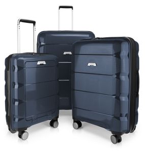 HAUPTSTADTKOFFER - Britz - 3er Koffer-Set Trolley-Set Rollkoffer Reisekoffer Erweiterbar, TSA, 4 Rollen, (S, M & L),Dunkelblau