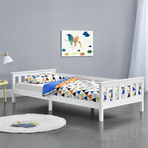 Kinderbett Nuuk mit Stauraum 90x200 cm Jugendbett bis 100 kg mit Lattenrost Kojenbett Kiefernholz Weiß