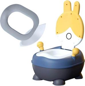 sada 3 protiskluzových dětských záchodových trenažérů ve tvaru zajíčka, od 10 měsíců + odnímatelné víko + sedátko - BUNNYPOTSEATYELLOW