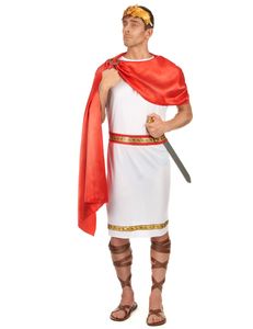 Römer-Kostüm in Übergröße Cäsar-Kostüm Karnevalskostüm in XXL für Herren rot-weiss-gold