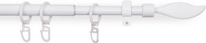 Stilgarnitur Weiß ( Flamme ) ausziehbar 120-220cm Vorhangstange Ø16mm Komplettstilgarnitur inkl. Befestigungsmaterial, für Gardinen und Vorhänge