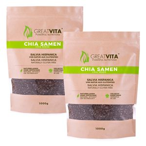 GreatVita | Chia Samen 2x1000g naturbelassen, Salvia Hispanica unbehandelt & vegan