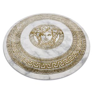Koberec okrúhly EMERALD exkluzívne 1011 glamour, medúza grécky rám krém / zlato béžový kruh PRŮMĚR 200 cm