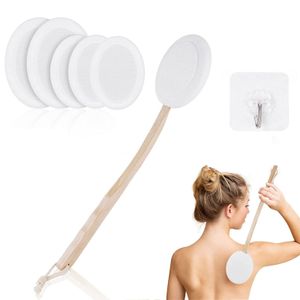 Badebürste für den Rücken, 8-teiliges Set Rückenbürste mit 6 auswechselbaren Pads Rückencreme-Applikator, Rückenbürste mit langem Griff, optimale Rückenpflege (WEISS)