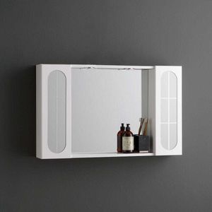 2-türiger Badspiegel 92x 57cm mit LED-Lampe und Ablage
