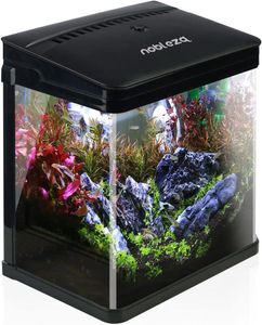 Nobleza - Nano-Fischtank-Aquarium mit LED-Leuchten & Filtersystem, tropischeAquarien, 7 Liter, Schwarz
