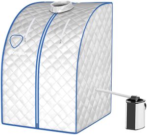 COSTWAY 3L Mini parná sauna 1000W s funkciou rozprašovania, nastaviteľnou teplotou, diaľkovým ovládaním a sedadlom, 78x87x101cm