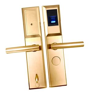 Elektronisches Türschloss Fingerabdruck Schloss Türöffner mit Sensorkarte und Schlüssel für Haustür Farbe Golden