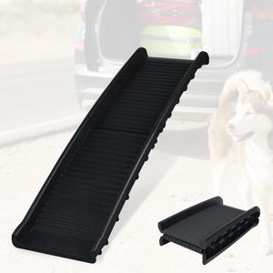 JNGLGO rampa pre psov auto skladacie schody pre psov rampa pre psov rampa do kufra pre domáce zvieratá pomoc pri stravovaní, protišmyková, robustná, do 90 kg, 156 x 40 cm, čierna