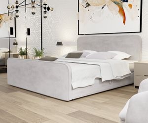 Boxspringbett Schlafzimmerbett MABEL 140x200cm Stoff Opera Velvet Hellgrau Boxspringbett Schlafzimmerbett MABEL 140x200cm Stoff Opera Velvet Hellgrau
