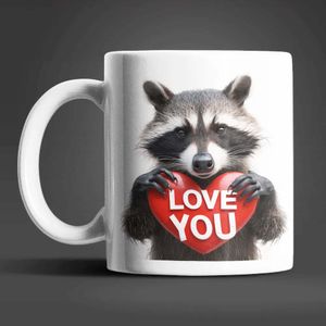 Waschbär I Love You Valentinstag Kaffeetasse Teetasse Tasse Geschenkidee – 4997156-Waschbar-03