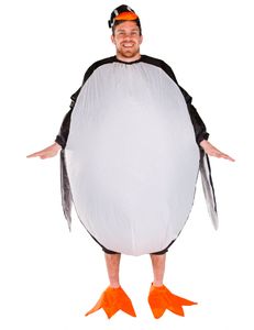Aufblasbares Pinguin-Kostüm für Erwachsene schwarz-weiss